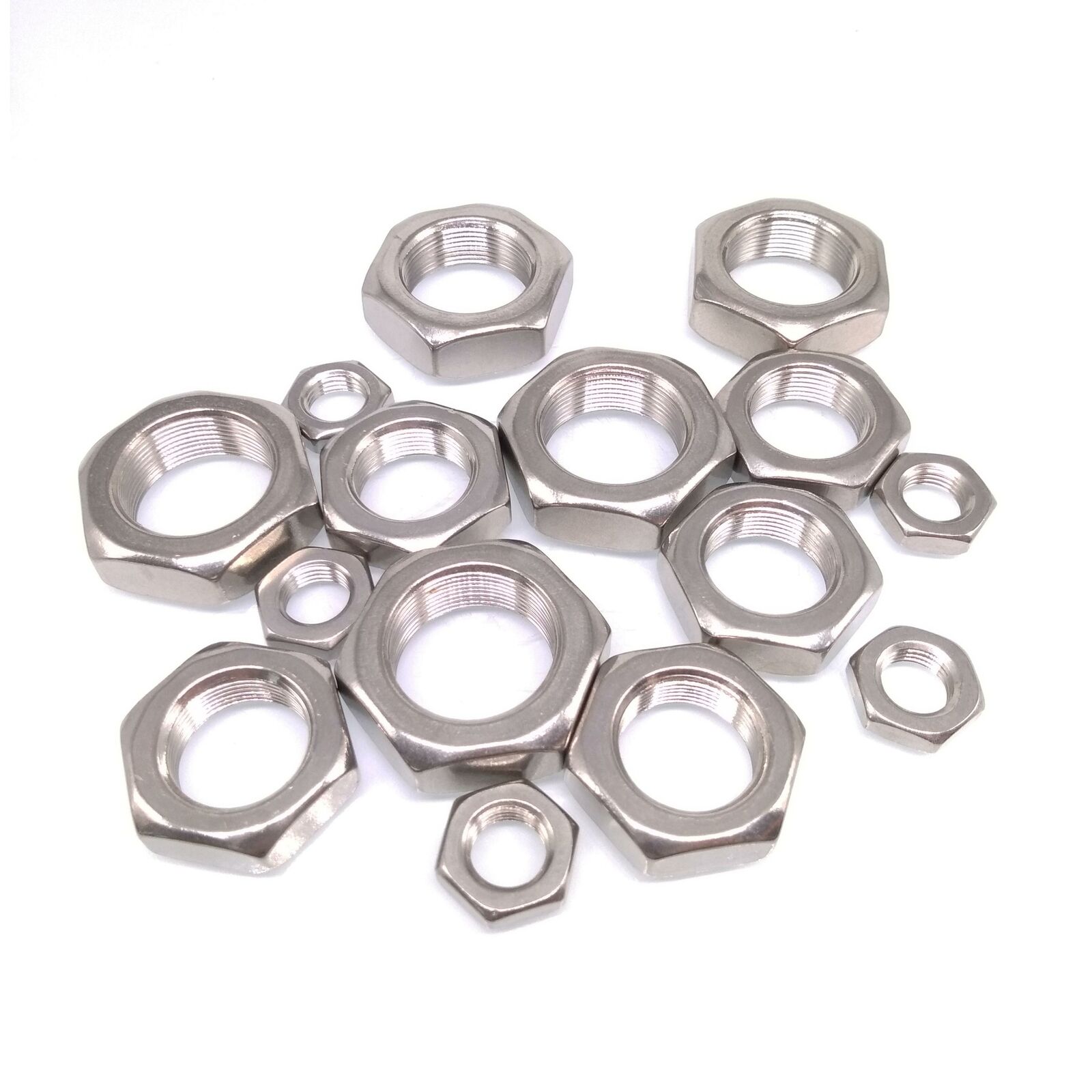 20pcs M12 x 1.0mm Fine Thread Hex Half Thin Jam Nuts A2 304 Stainless Steel