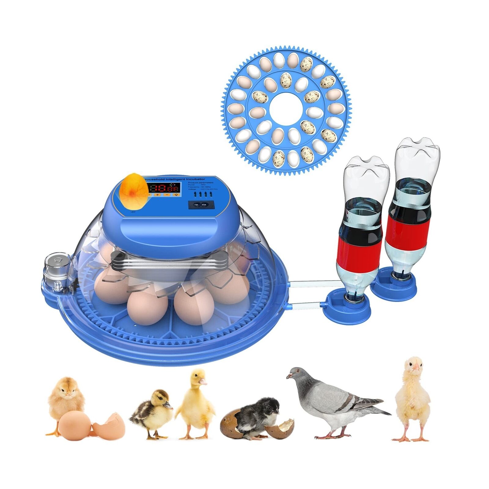 8-33 Eggs Incubator for Hatching Eggs, Double Egg Chicken Duck Goose Pigeon Q...