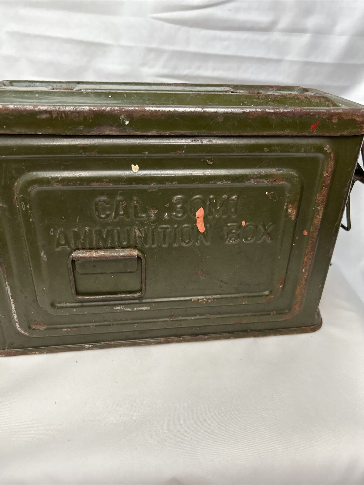 Vintage Flaming Bomb US WWII .30 Cal M1 ammo  ammunition box - METAL-NICE SOLID