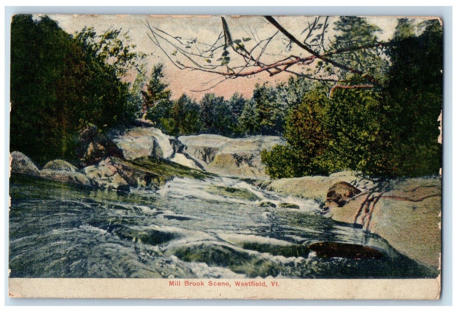 1908 Mill Brook Scene Big Rock Westfield Vermont VT Posted Antique Postcard