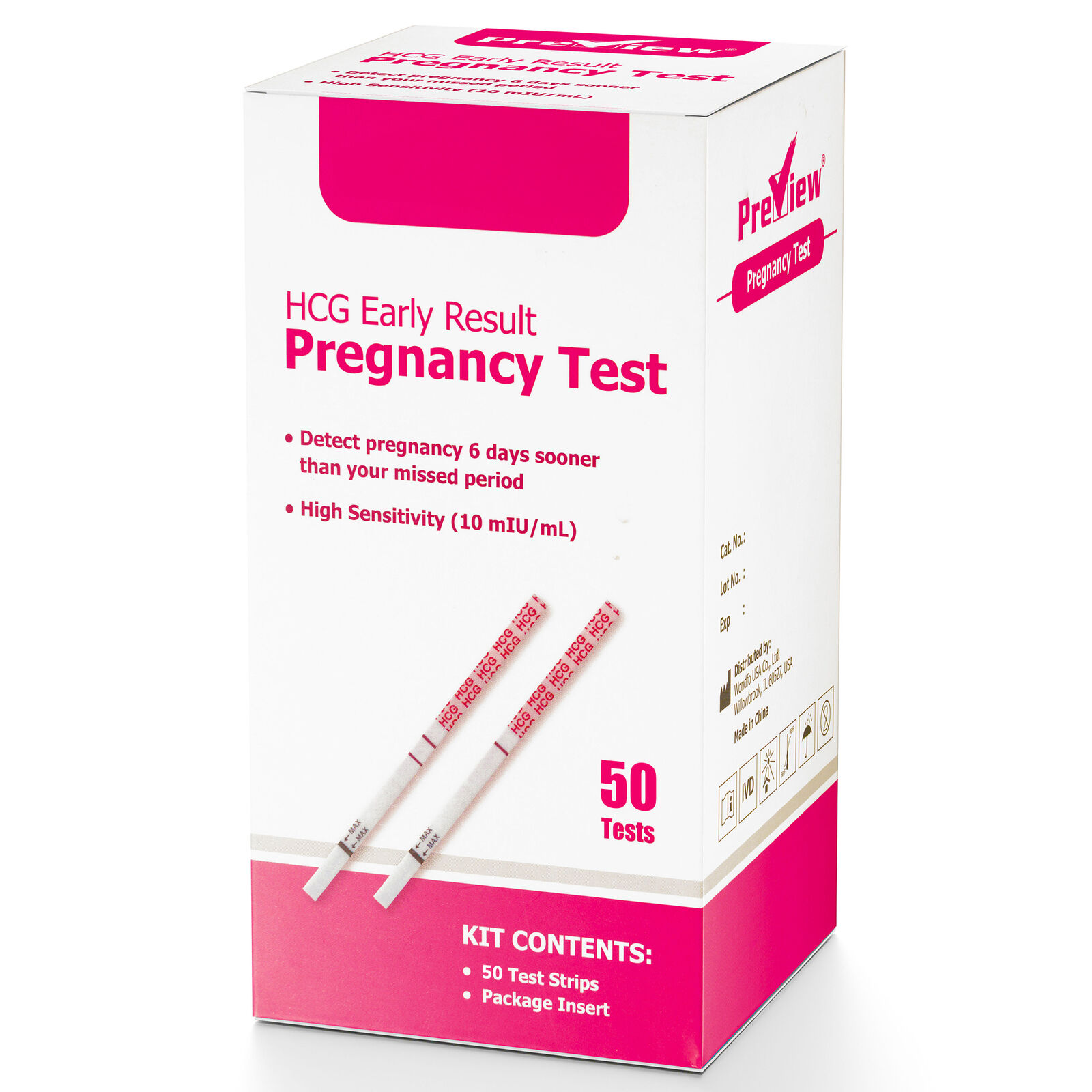 50 Pack Pregnancy Test Strips Early Detection, 10 MIU/ML, Rapid and Accurate