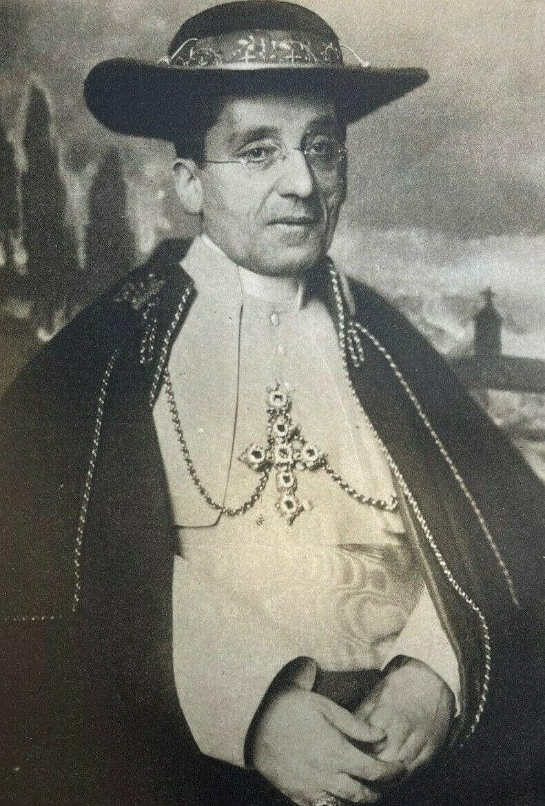 1915 Vintage WWI Illustration Pope Benedict XV