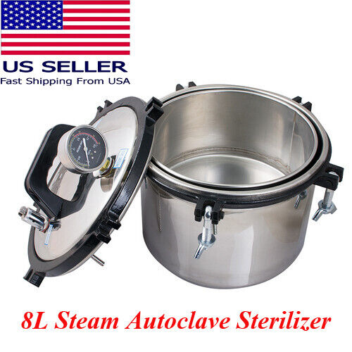 Dental Equipment 8L Portable Steam Autoclave Sterilizer Heating 110V FDA US Ship