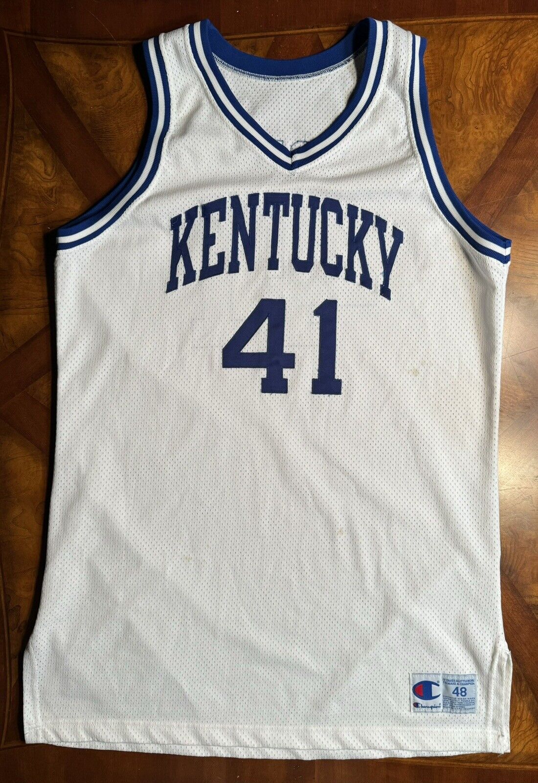 1993/94 Champion Kentucky Basketball Jersey, Team Issued,  Mark Pope #41 READ