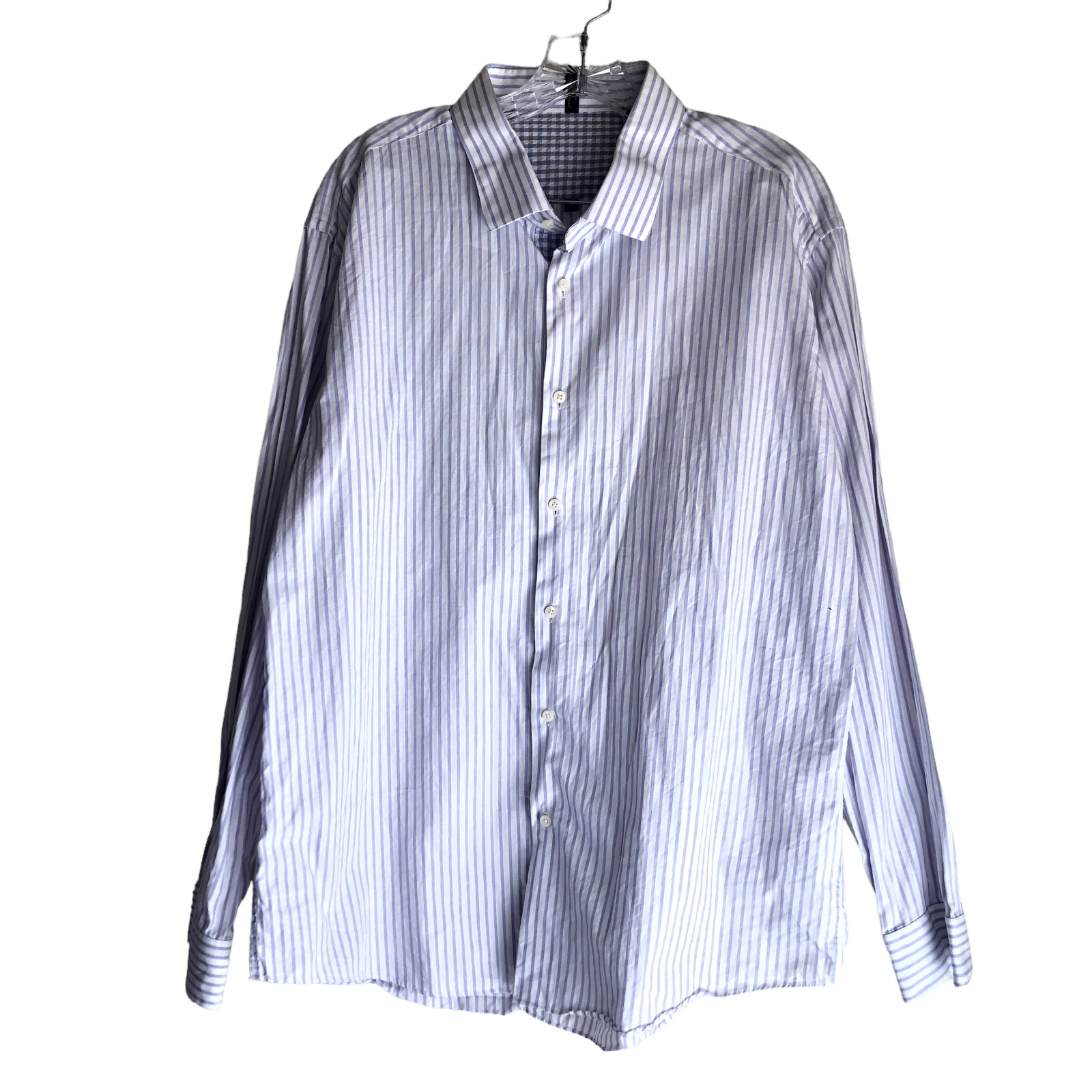 Ben Sherman Dress Shirt Mens XL 17-1/2 34-35 Purple Stripe 100% Cotton Flip Cuff