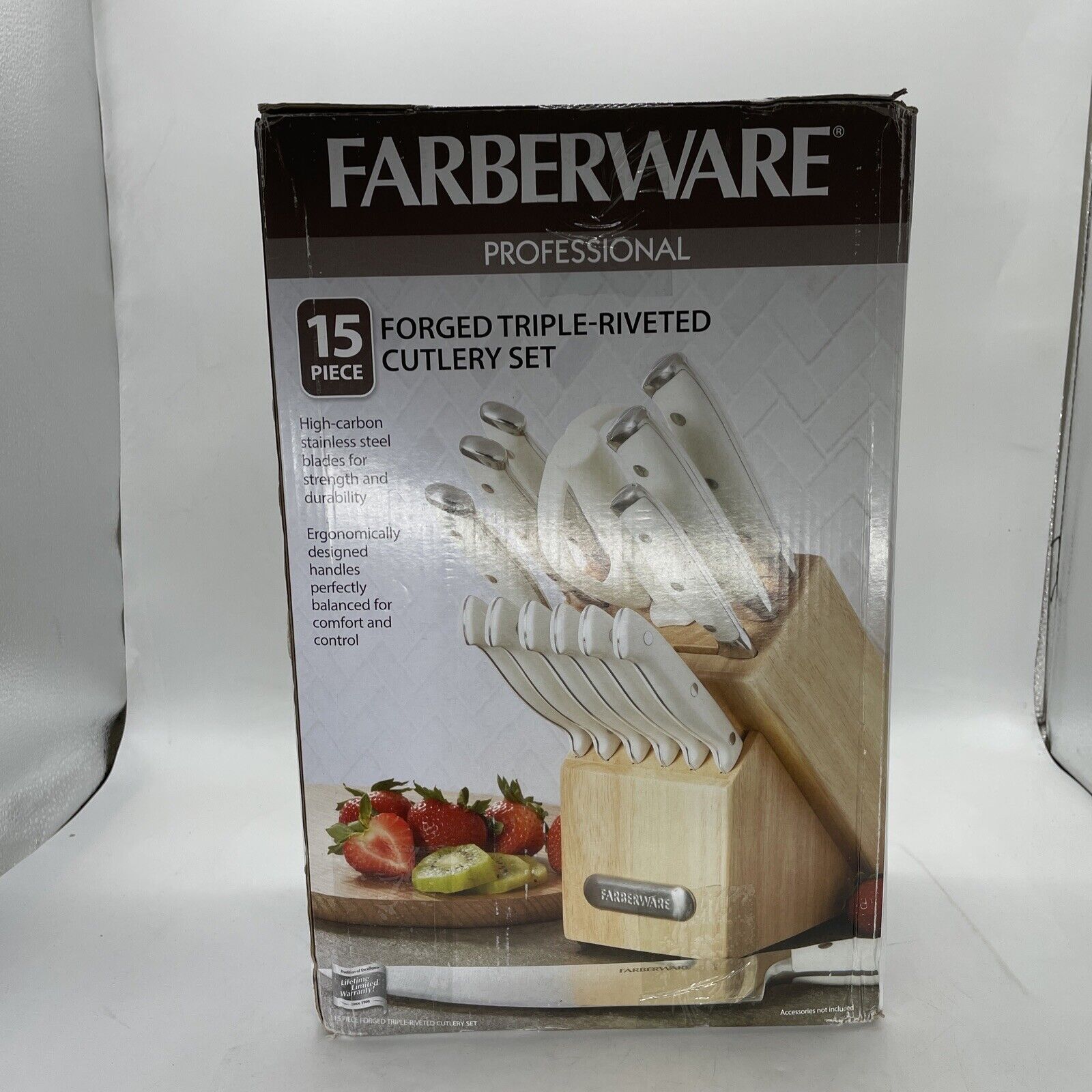 Farberware 15-Pc. White Handle Cutlery Block Set 8322