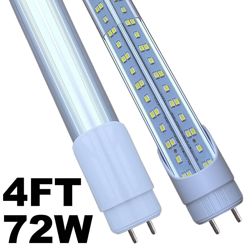 4FT T8 LED Tube Light Bulbs 72W Rotate Cap G13 2-Pin 6500K LED Shop Light Bulb
