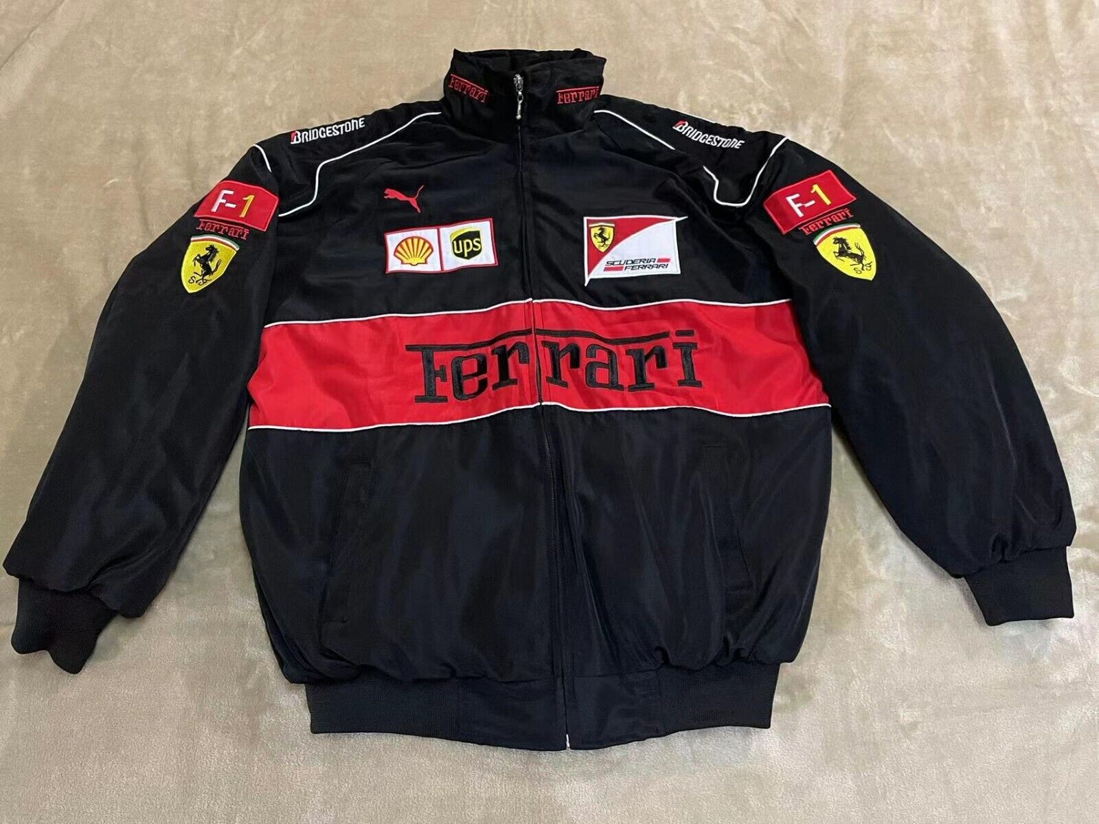 Adult F1 Vintage Racing Jacket Ebroidered Cotton Padded Ferrari Jacket