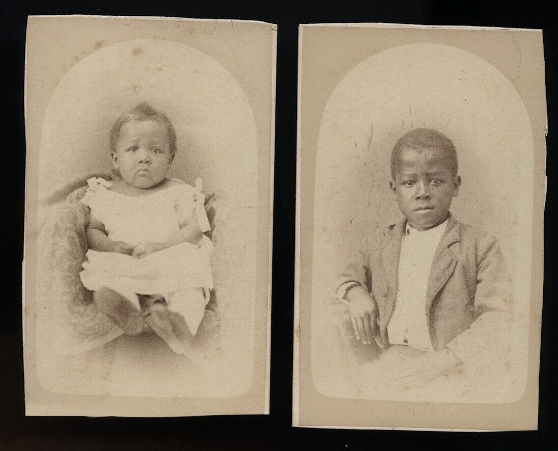 Antique CDV Photos Cute African American Black Children Siblings Prob Kentucky
