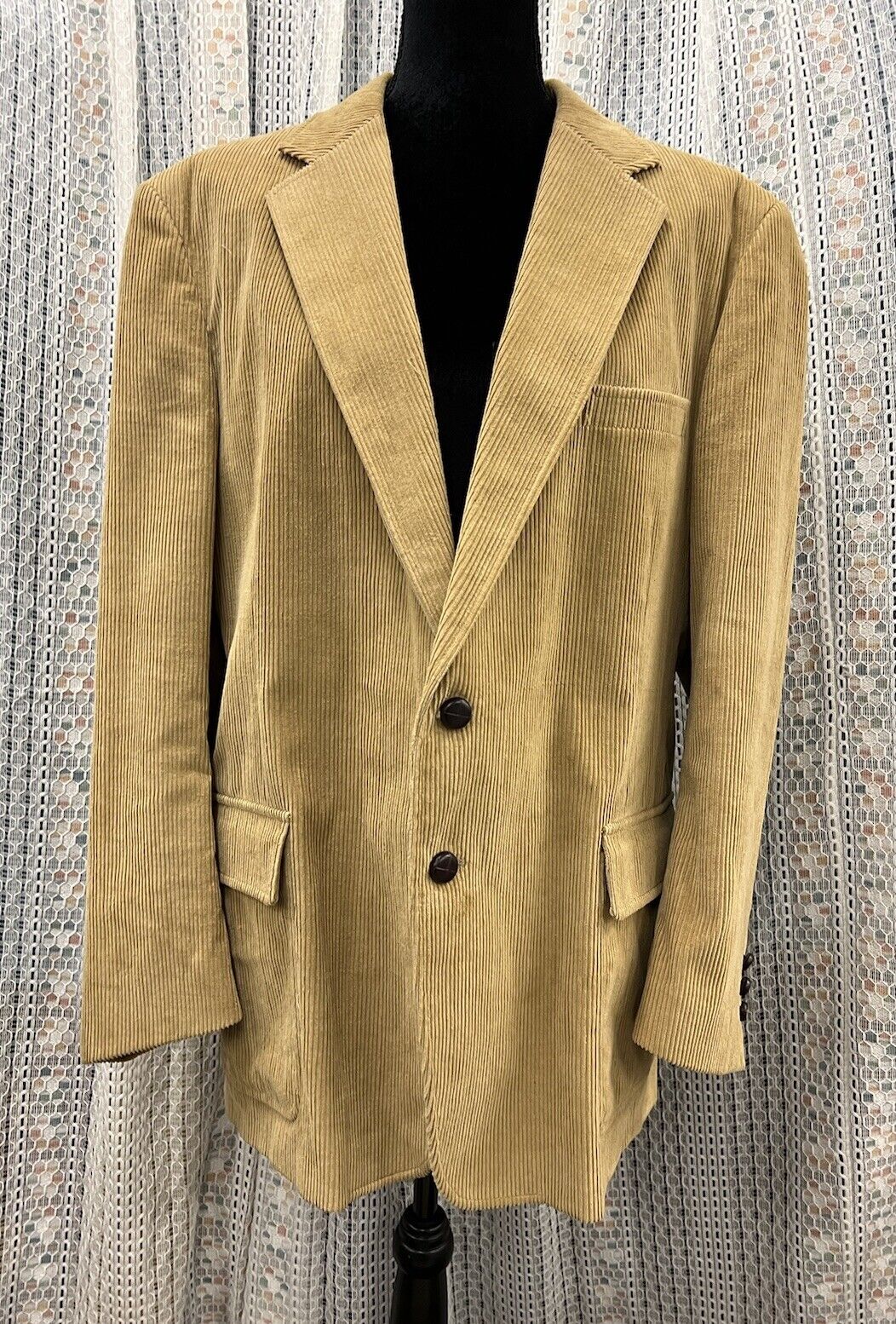 Vintage Sears Roebucks Corduroy Blazer Sport Coat Jacket Tan Men\'s Size 47