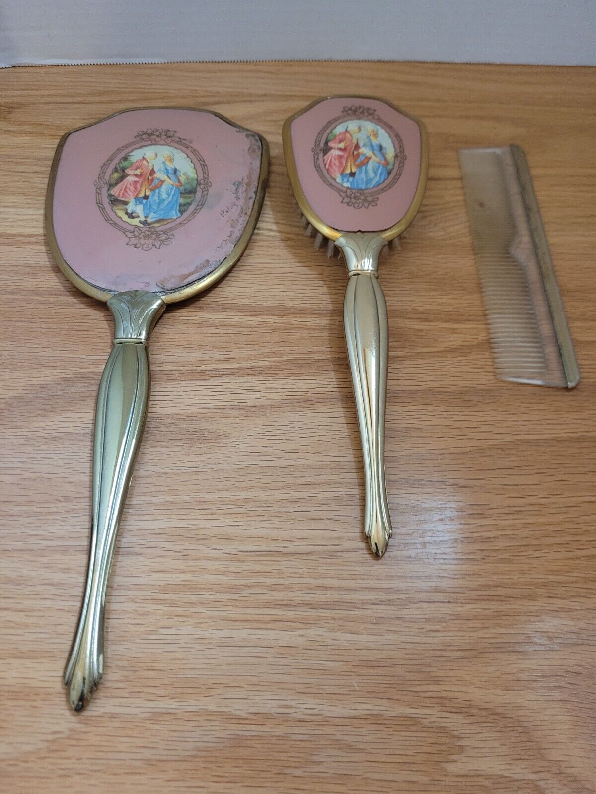 Vintage Vanity Set   Mirror, Brush and comb hand held - Victorian 