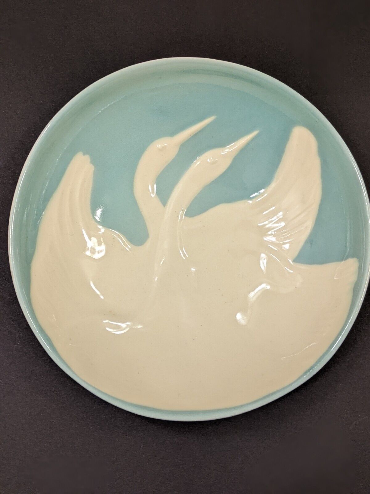 VTG Mar-Kel Pottery Swan Pale Blue Bowl 8\
