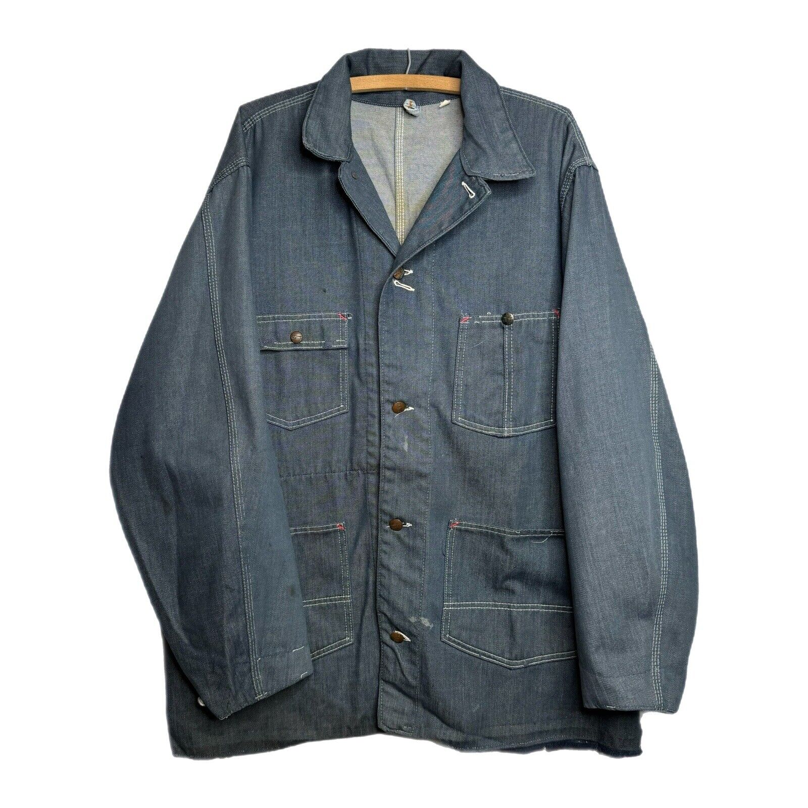 Vintage 1960s Montgomery Ward Denim Chore Jacket Coat Pockets