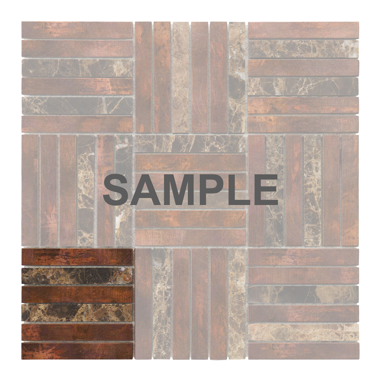 Brown Emperador Dark Marble Antique Copper Color Parquet Mosaic Tile Backsplash