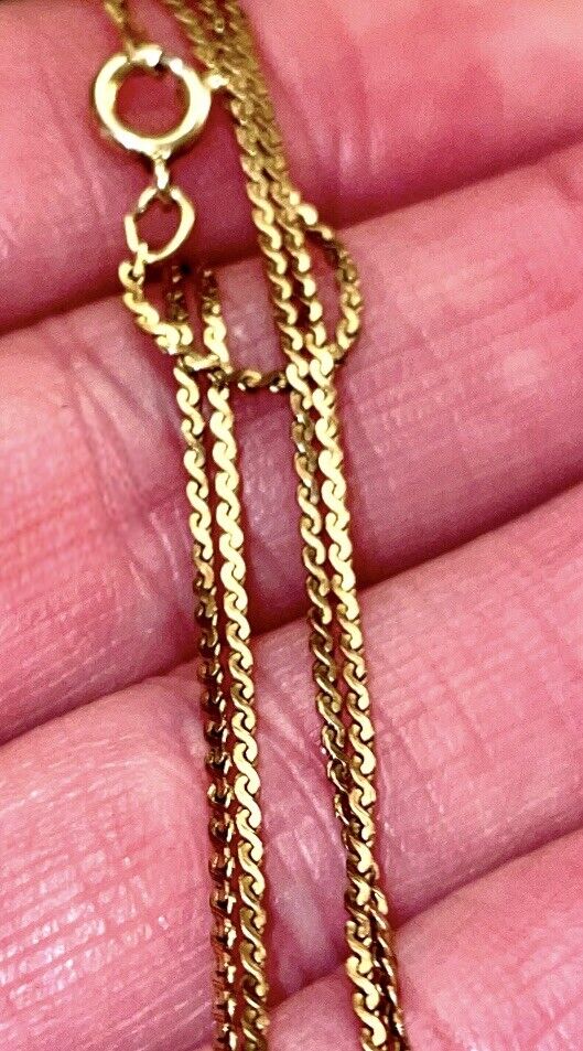 Vintage 18” Signed CA Co (AC Co) 14K GF Gold Filled 1mm Flat Serpentine Chain