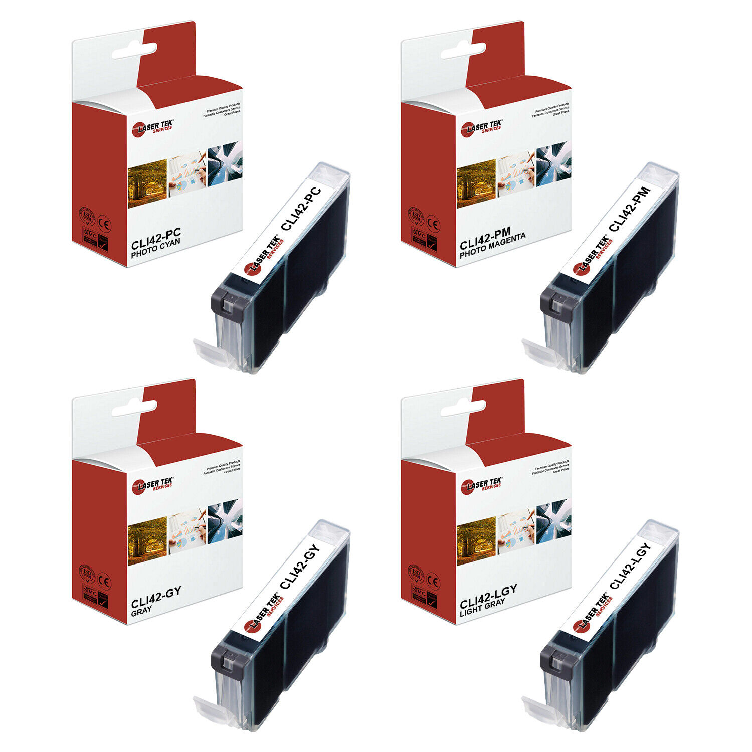 4Pk LTS CLI-42 PC/PM/GY/LGY HY Compatible for Canon Pixma PRO-100 Ink Cartridge