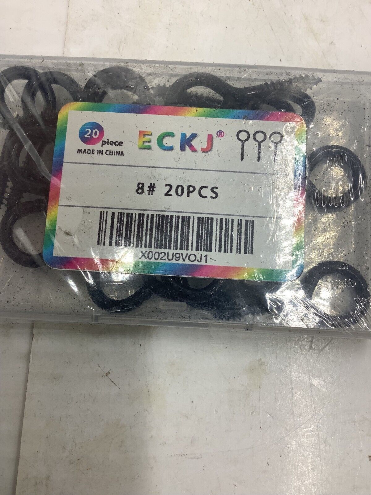 NEW (QTY 6 packs of 20) ECKJ #8 Black Screw Eye Hooks *Free Shipping*