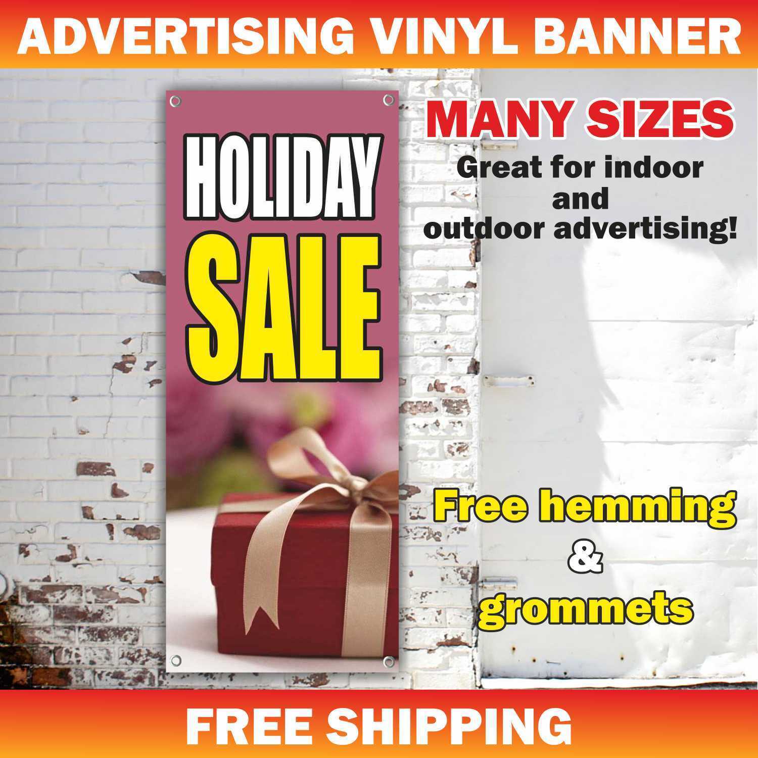 HOLIDAY SALE Advertising Banner Vinyl Mesh Sign Christmas Season Retail Store