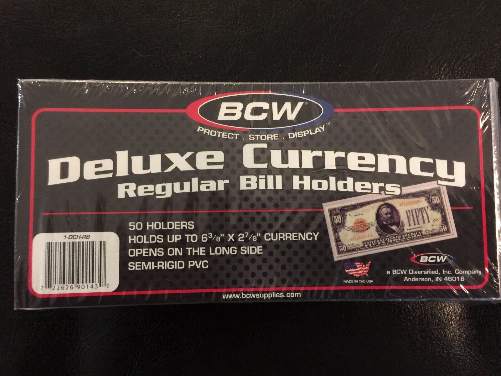 50  BCW Deluxe Semi Rigid Currency Sleeve Regular Bill Banknote Holder PVC Case 
