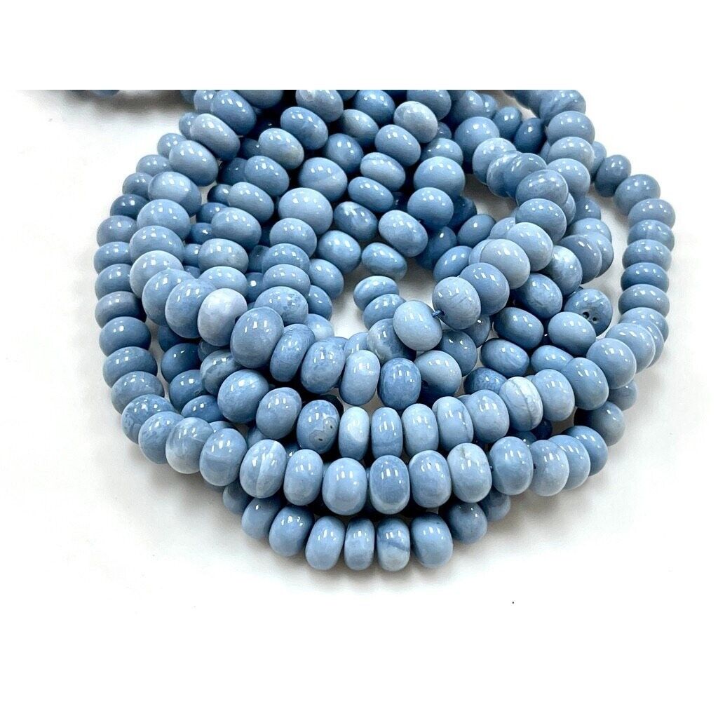Beautiful Blue Opal Smooth Rondelle Beads, 8-9mm Blue Opal Rondelle 16\