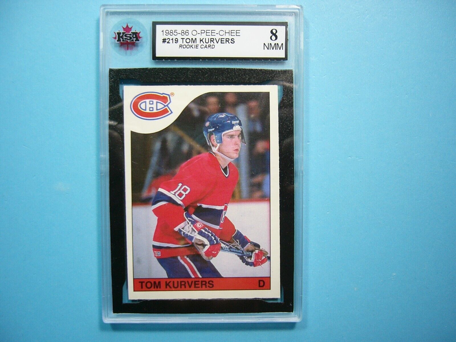 1985/86 O-PEE-CHEE NHL HOCKEY CARD #219 TOM KURVERS ROOKIE RC KSA 8 NM/MINT OPC