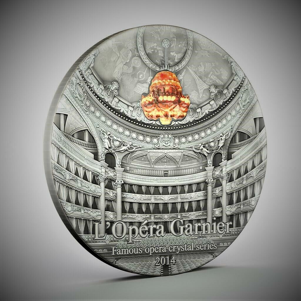 Palau 2014 $10 Famous Opera Crystal Series Paris Palais Garnier 2 Oz Silver Coin