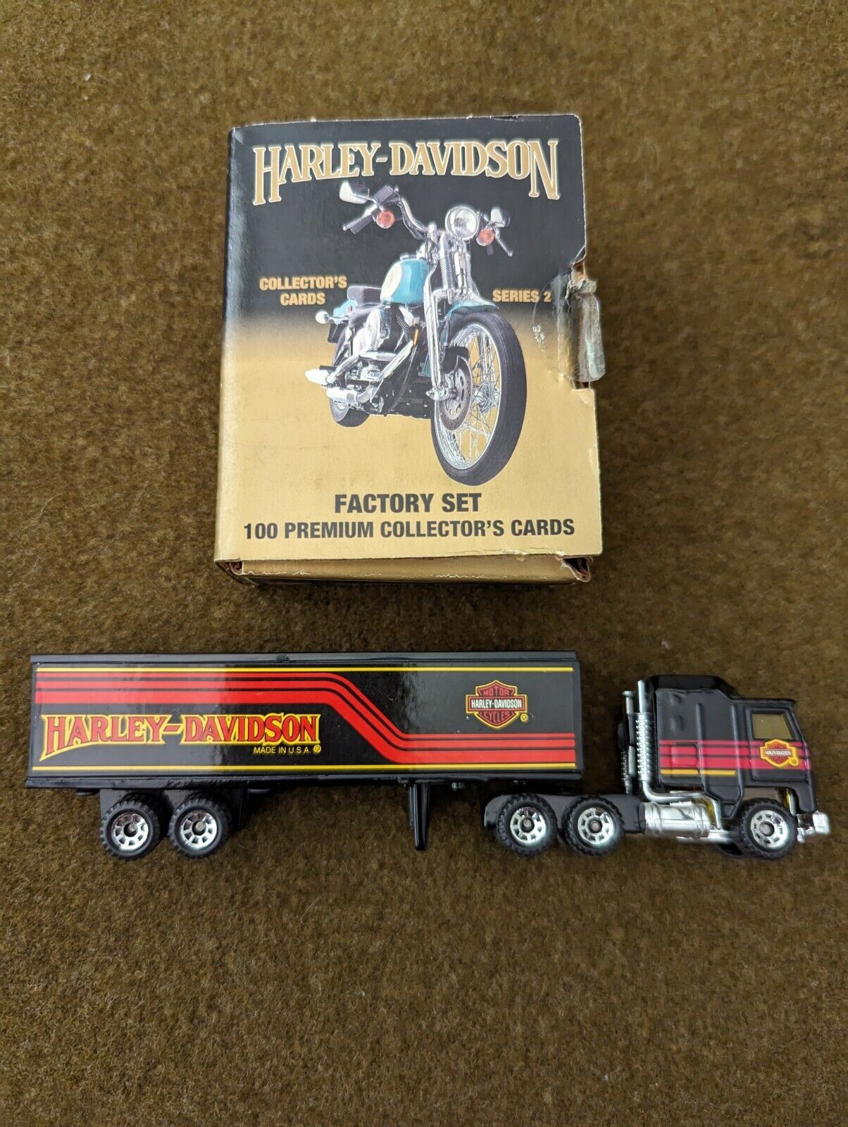 1981 Vintage Matchbox Harley Davidson Kenworth Semi Truck & Trailer & Cards