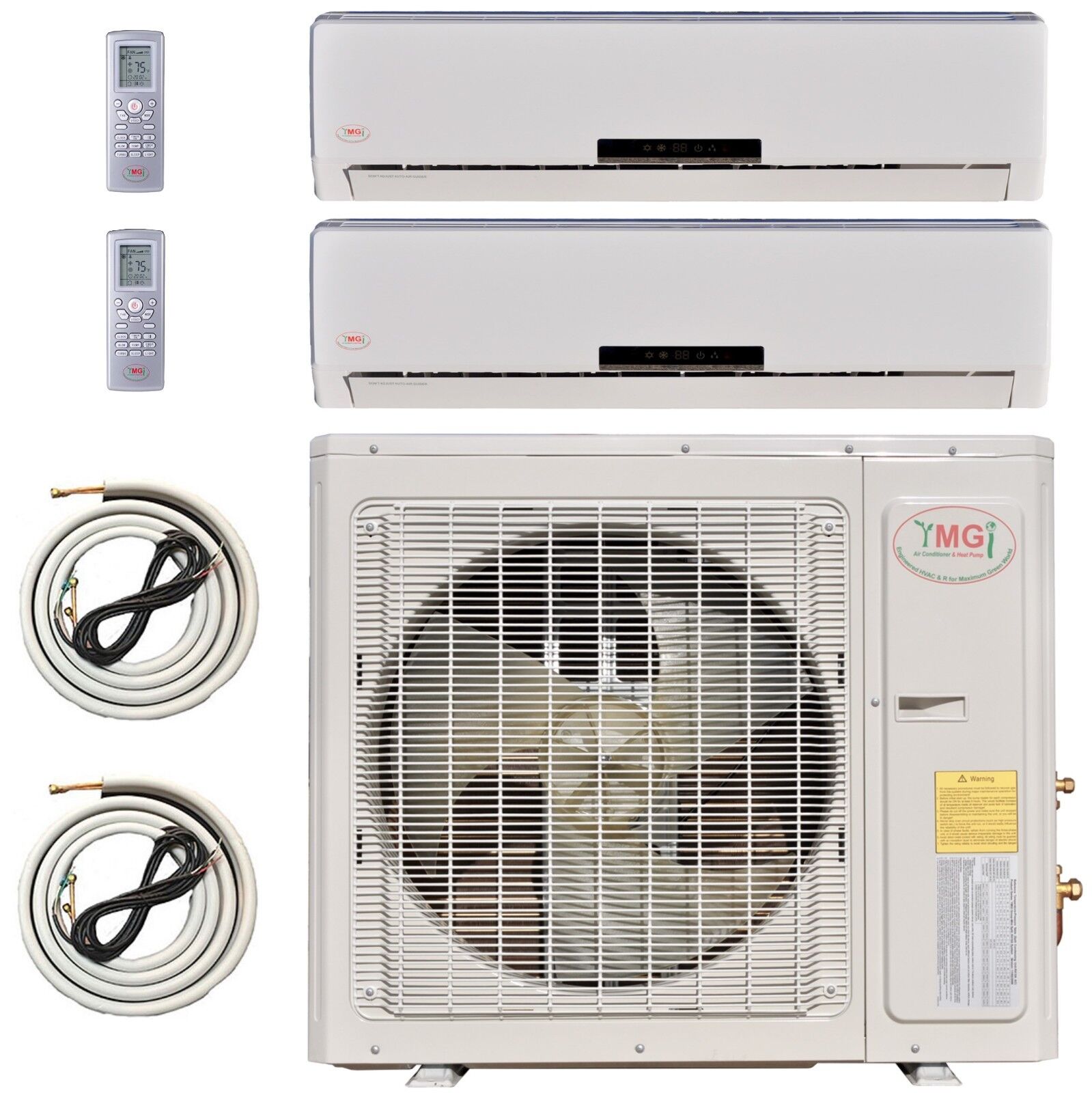 YMGI Mini Split Air Conditioner Heat Pump Ductless Multi 2 Zone 18000 24000 BTU