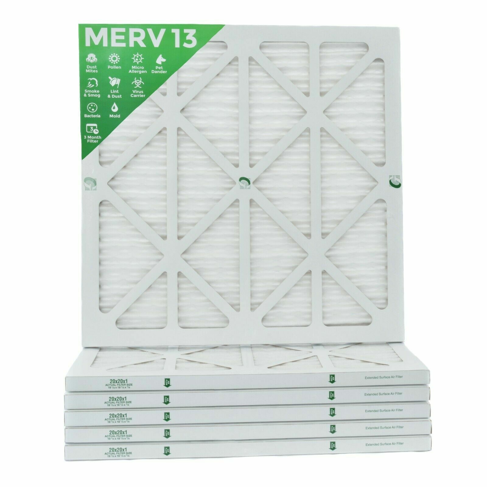 20x25x1 Ultimate Allergen Merv 13 Replacement AC Furnace Air Filter 6 Pack - NEW