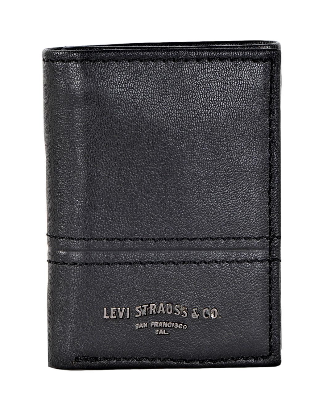 Levi\'s Men\'s Genuine Leather RFID-Blocking Trifold Wallet Black