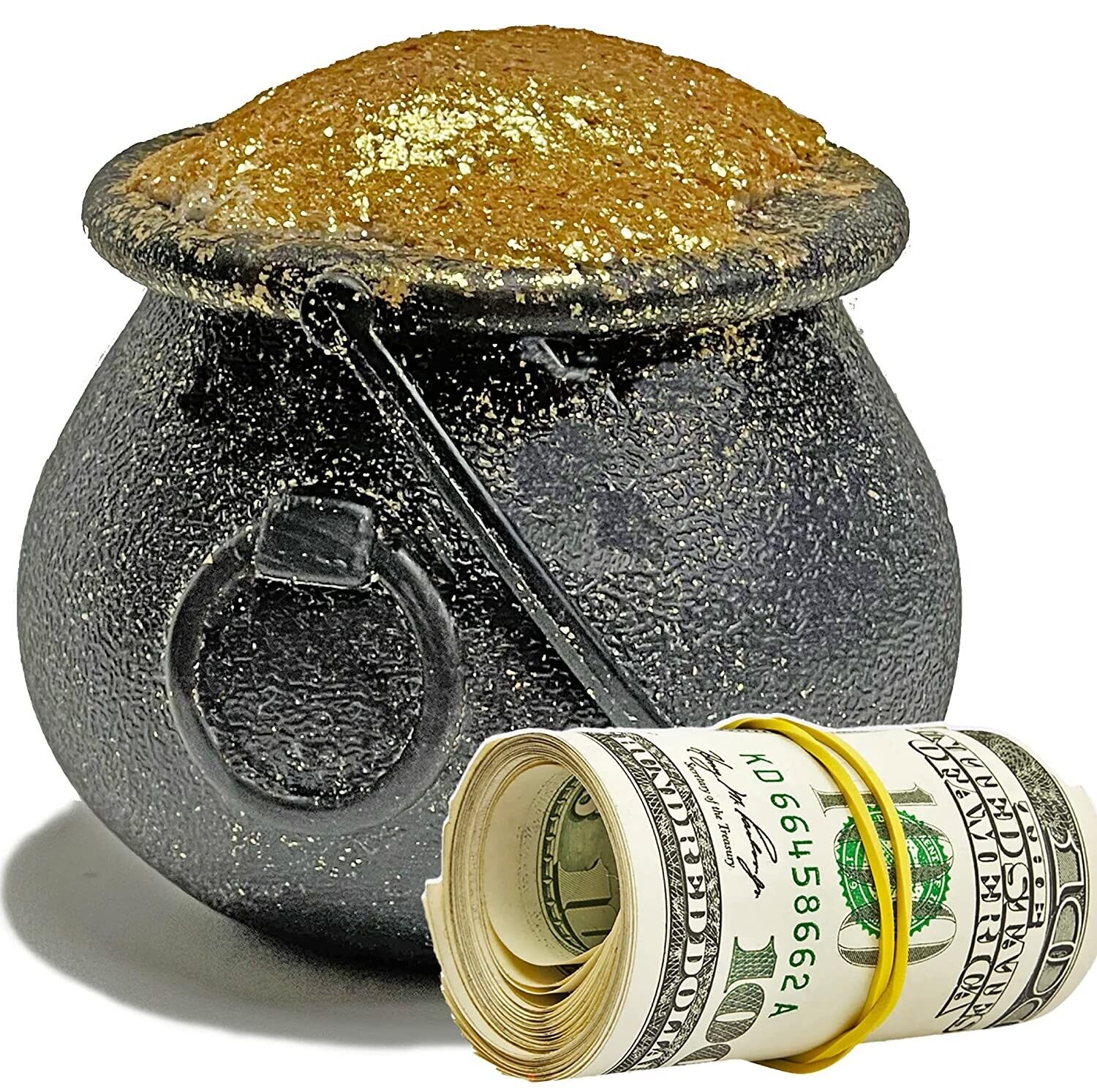 Halloween CASH Bath Cauldron GOLD WHITE With Real Money Inside Fizzy and Bubble 