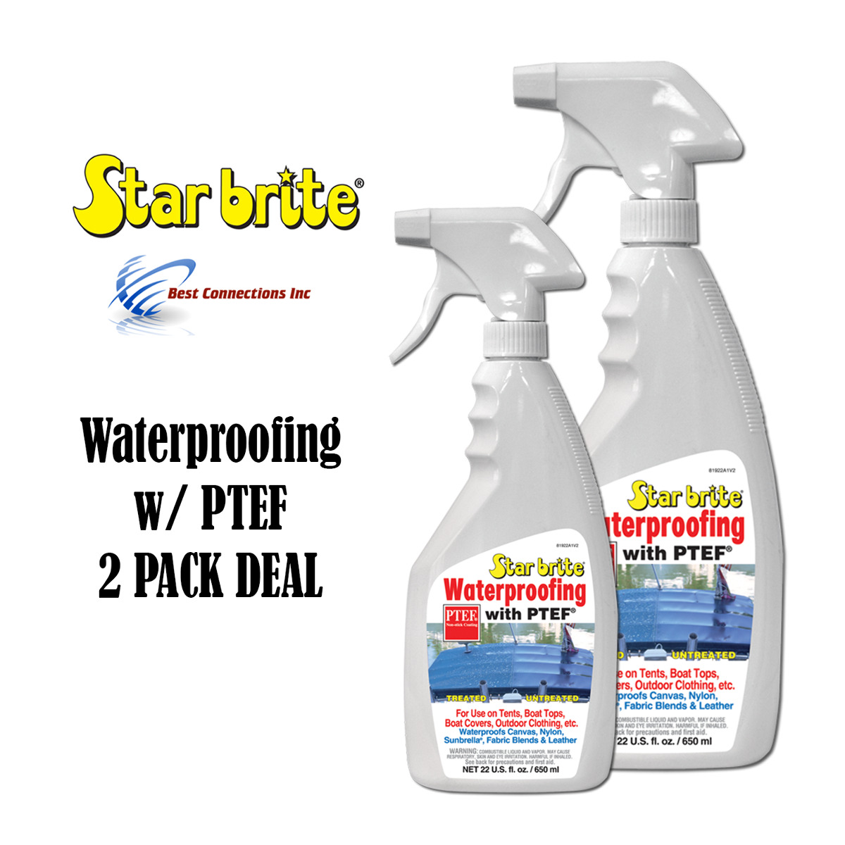 Waterproofing W/ PTEF 22oz Marine Fabric Cleaning Supply StarBrite 81922 2 PACK