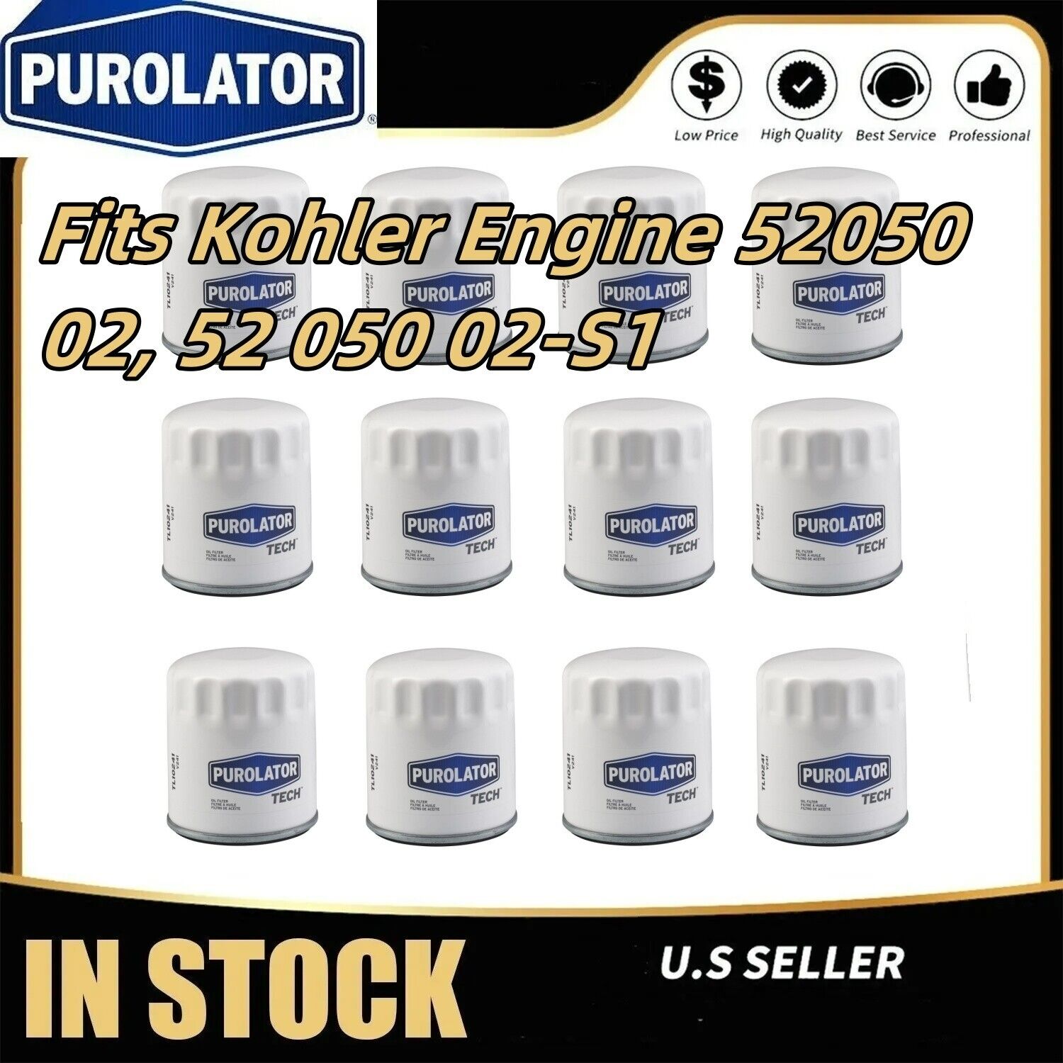 12PK Oil Filter Fits Kohler Engine 5205002, 52 050 02-S1
