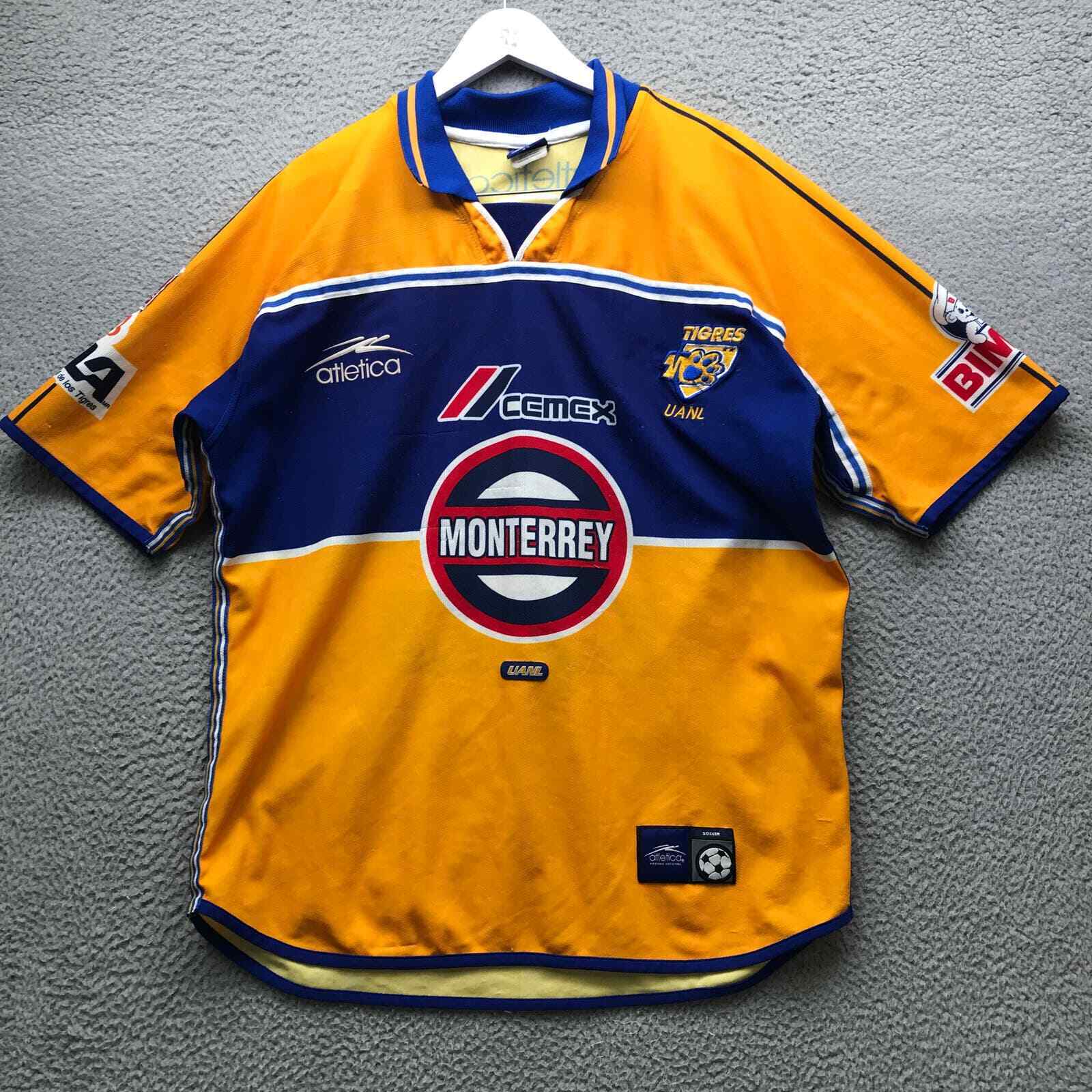 Vintage 2000 2001 Atletica UANL Tigres Monterrey Jersey Men Large Yellow Blue