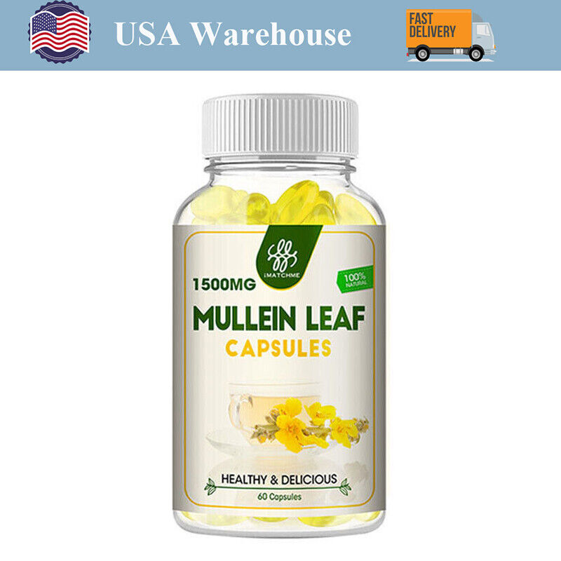 60/120pcs Mullein Leaf Capsules Herbal Supplement For Lung Cleansing Detox Caps