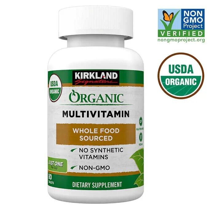 Kirkland Signature Organic Adult MultiVitamin 80 Tablets w/ Minerals Exp-3/25 +