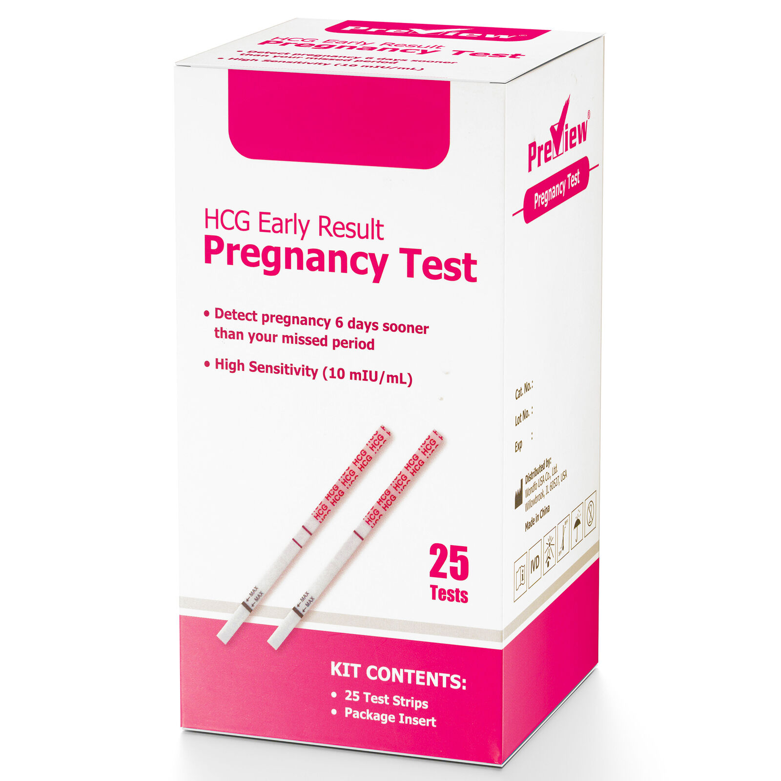 25 Pack Pregnancy Test Strips Early Detection, 10 MIU/ML, Rapid and Accurate