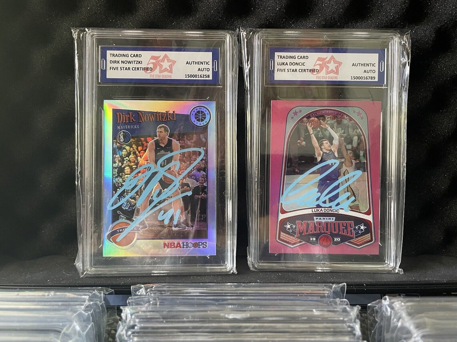 Luka Doncic 2020 Autographed Card PSA 10 Pop1 and Dirk Nowitzki signed card.