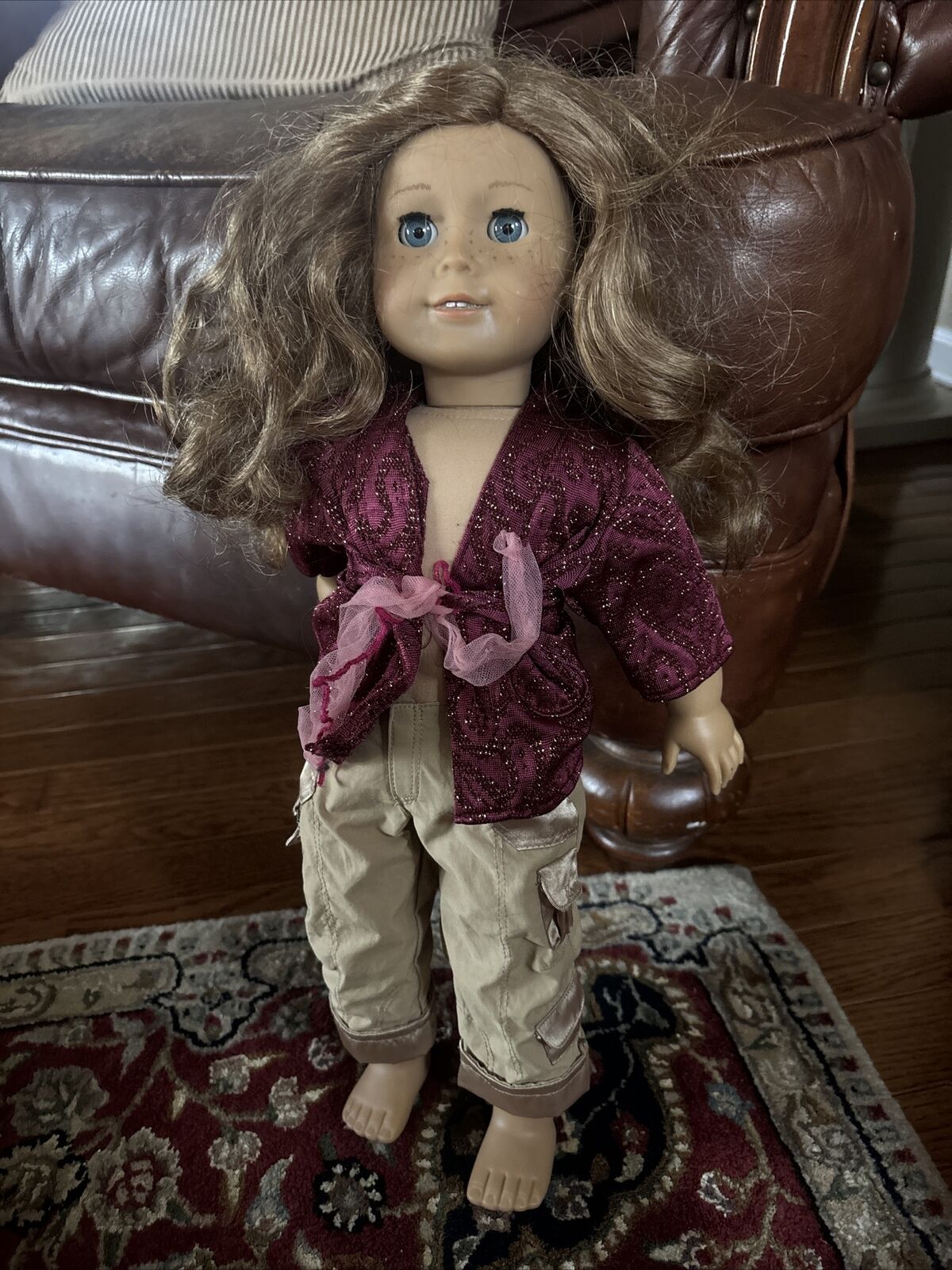 American Girl Doll Blonde Hair Blue Eyes with Freckles