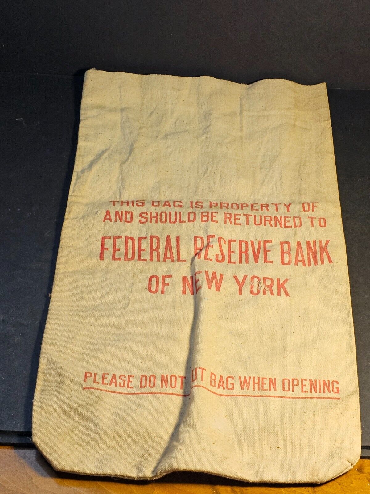Bank Bag/ Federal Reserve Of  NY /packed for 50 yrs/ as found/19x11