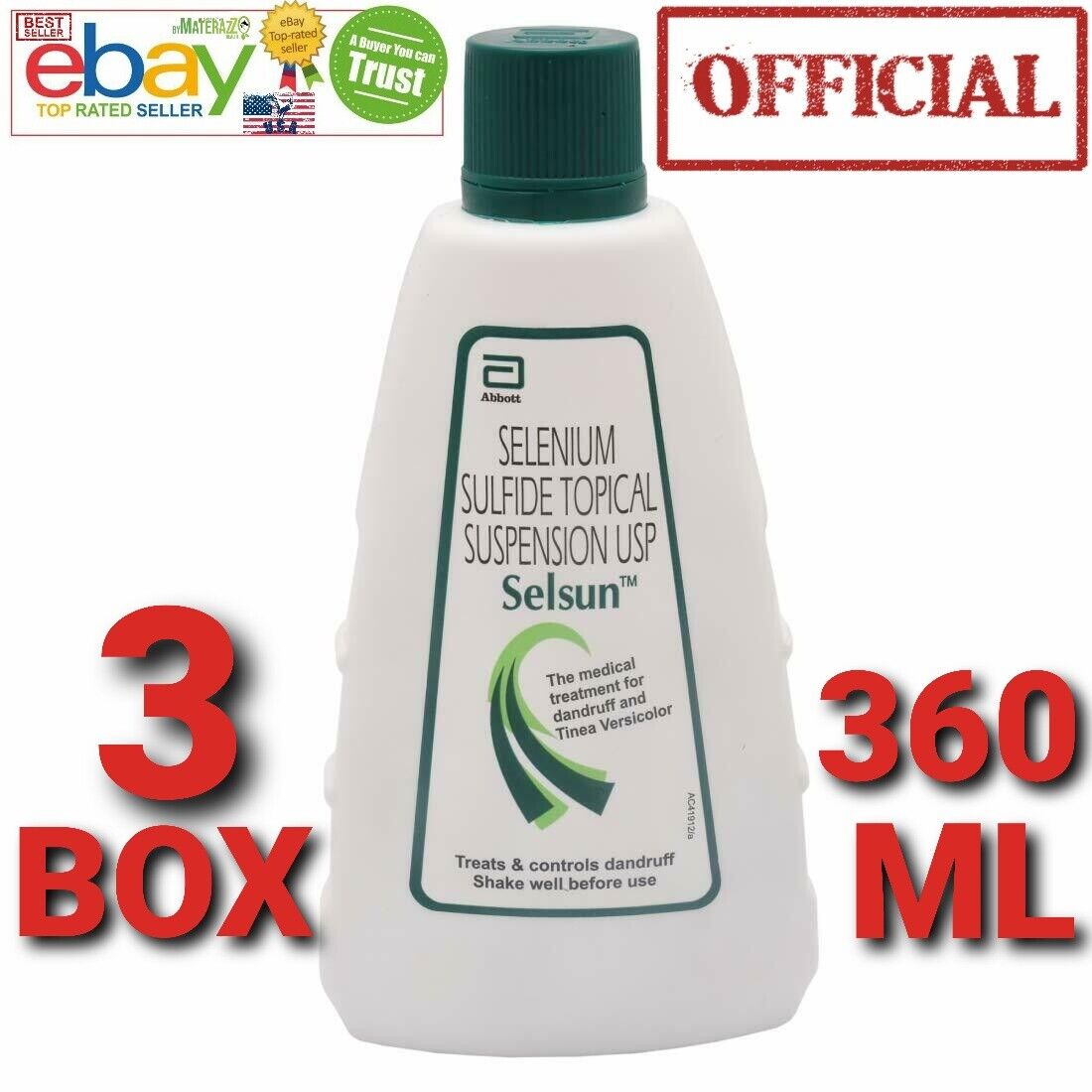 Selsun Shampoo USA NEW Abbott 3 Box 360 ml Health Care Dandruff Exp.9/2025 Fresh