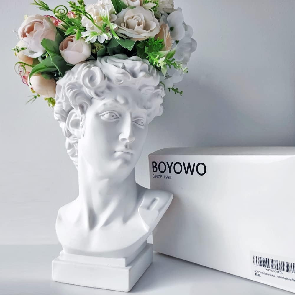 David Statue Greek Wedding Bust Face Vase Head Art Deco Cute Room Decor Aestheti