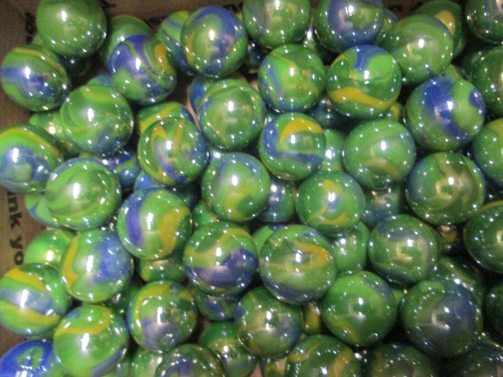 2 POUNDS 7/8 INCH PEACOCK MEGA / VACOR MARBLES