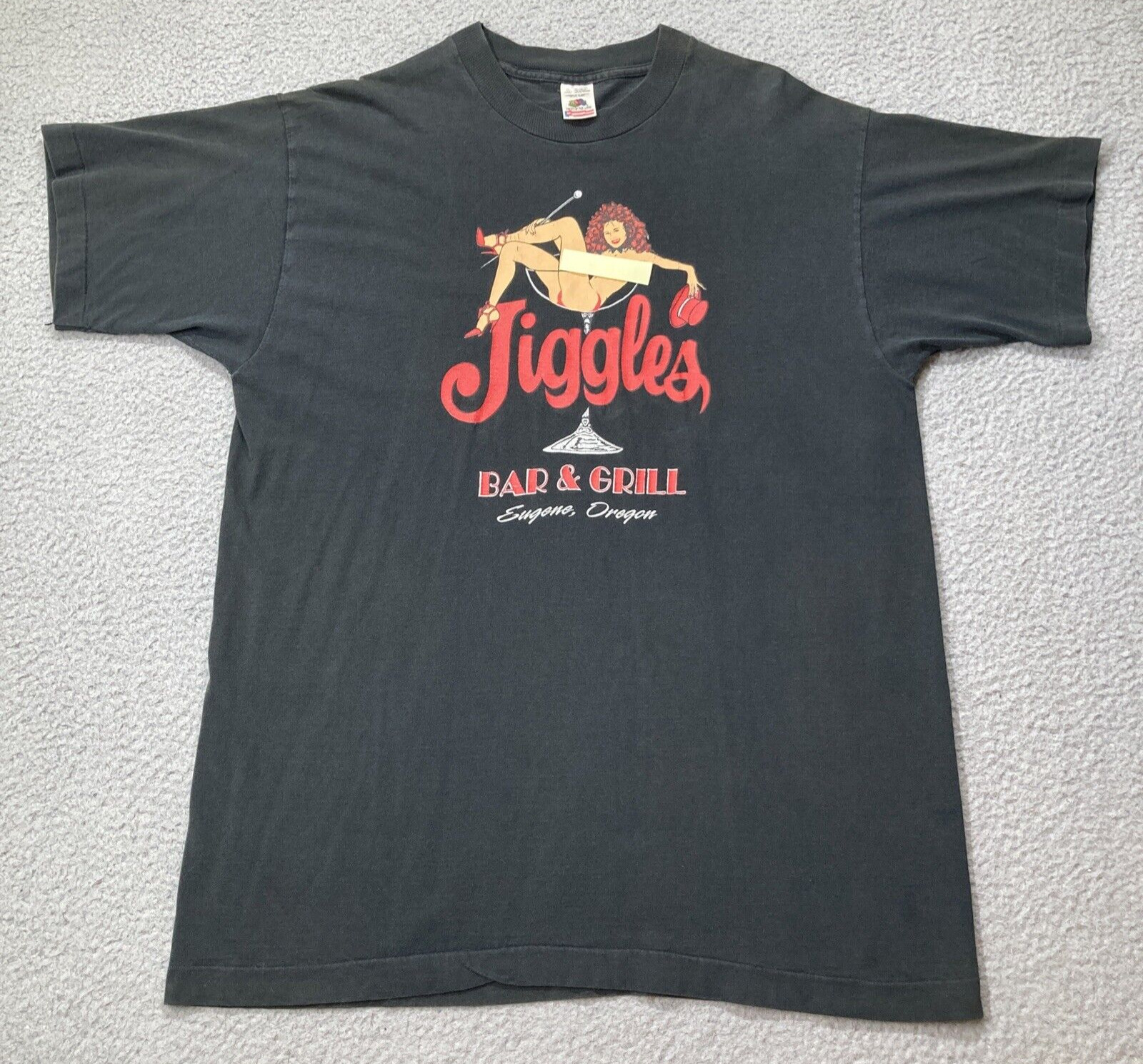 Vintage 90s Jiggles Strip Club Stripper Eugene Oregon T Shirt XL