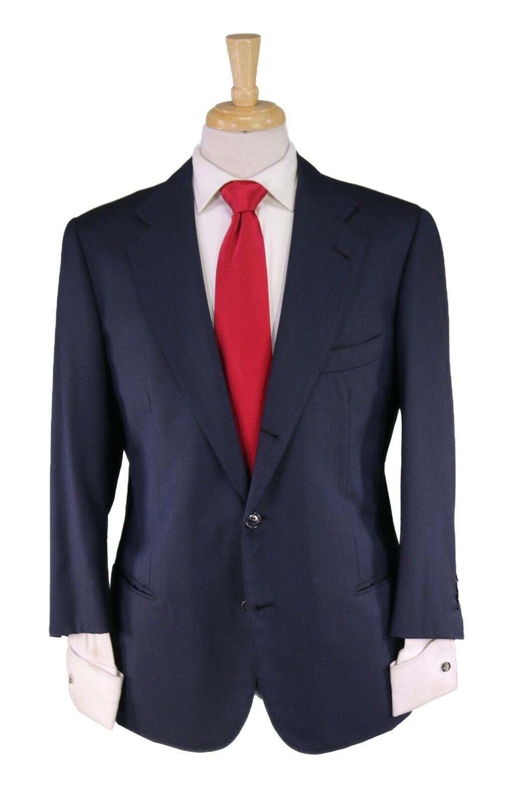 Gianni Campagna Milano Bespoke Navy Blue Tic Woven 2-Btn Wool-Silk Suit 40S