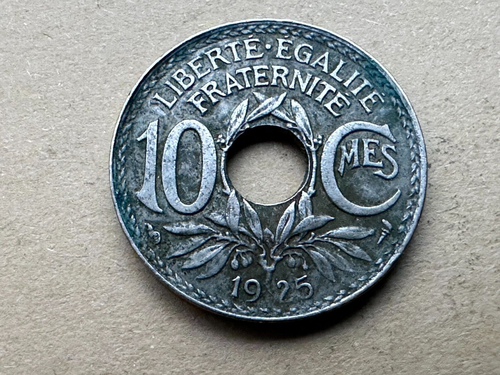 1925 France 10 Centimes Coin    Copper Nickel      #W64