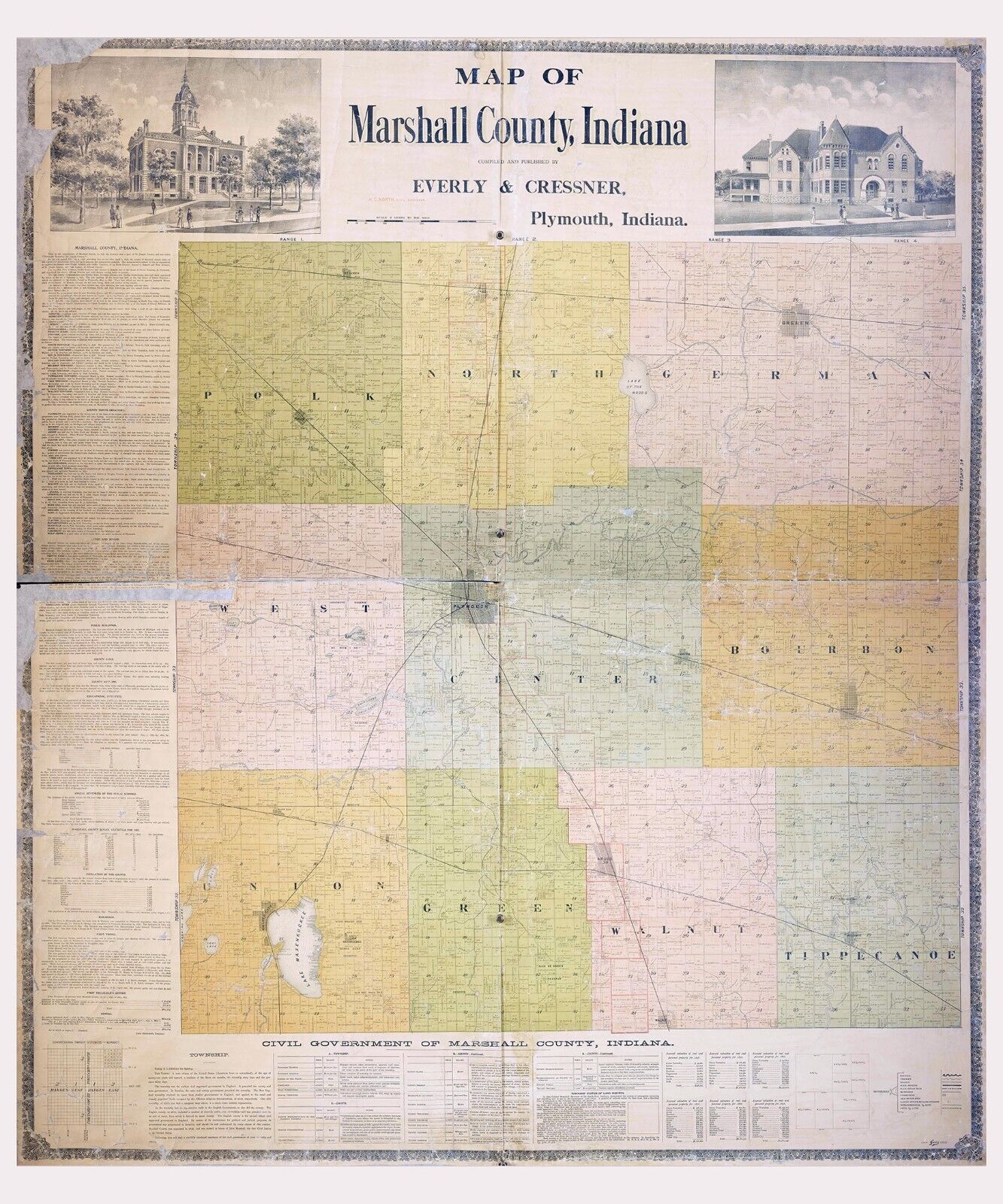 1897 Map of Marshall County Indiana