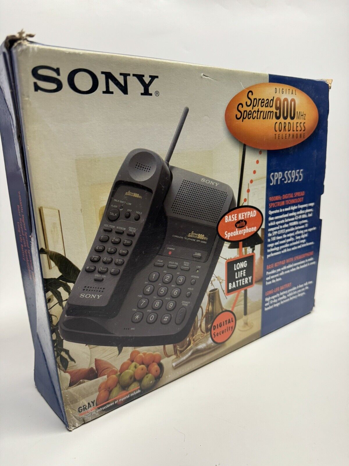 VINTAGE NOS Sony SPP-SS955 900Mhz Digital Spread Cordless Black Telephone