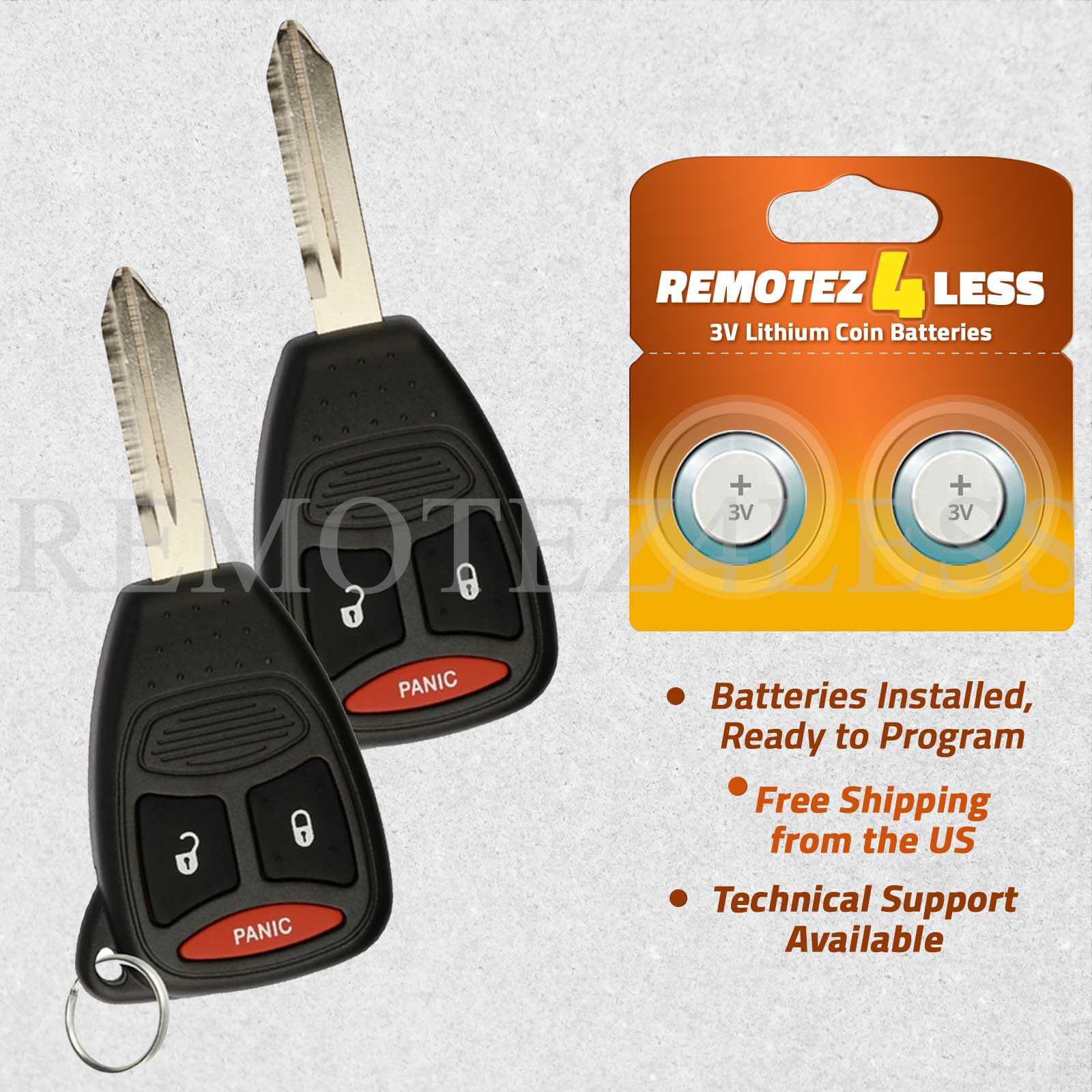 2 For 2006 2007 Replacement Mitsubishi Raider Remote Keyless Entry Uncut Key 3b