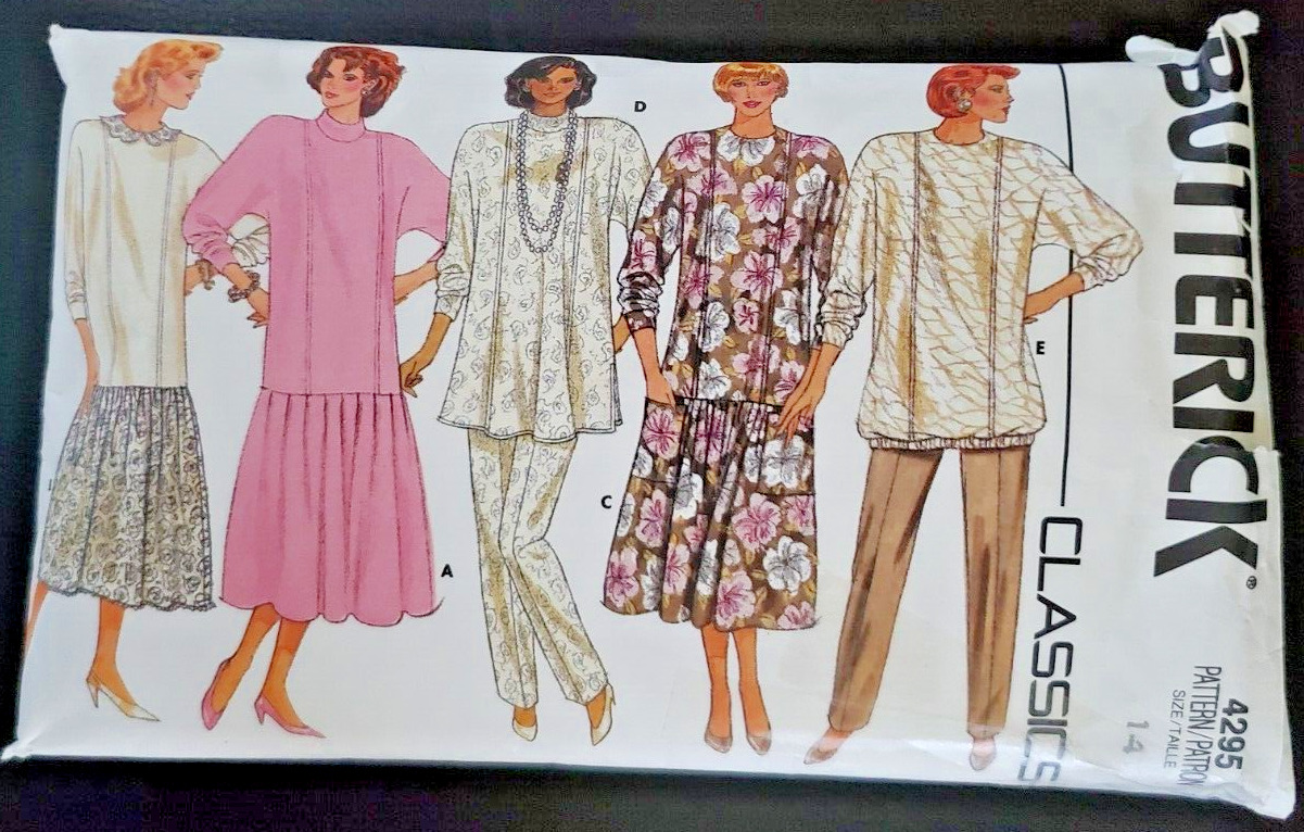 Butterick Vintage 4295 Pattern Classics Maternity Dress Top Pants Misses 14
